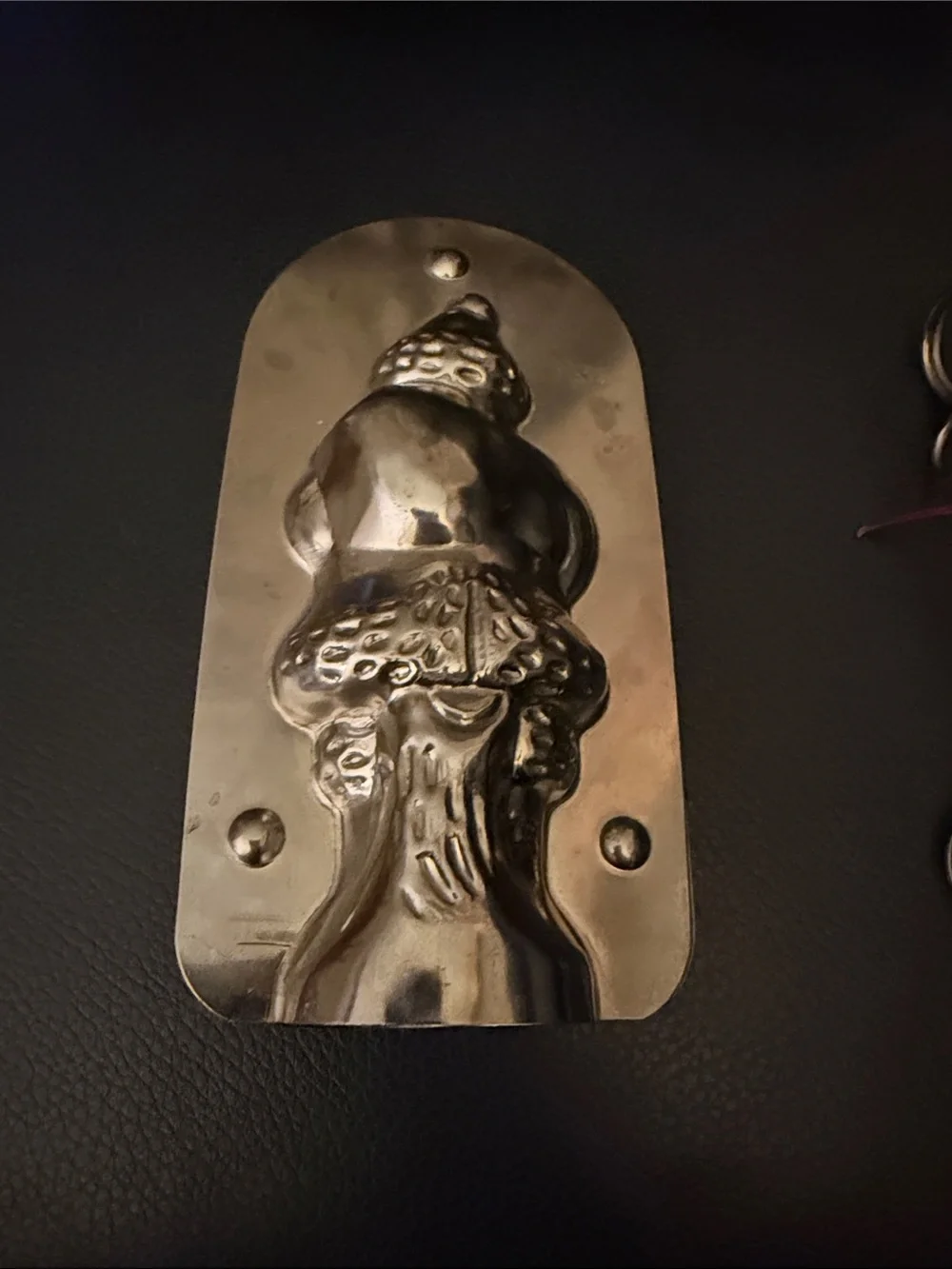 Vintage Metal Santa Chocolate Mold with Ring Clips